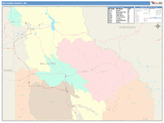 Big Horn County, WY Digital Map Color Cast Style